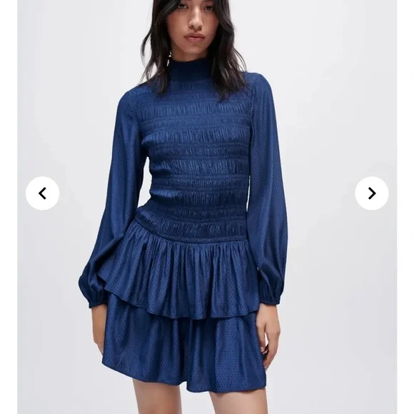 Maje Flounced Smocked Dress - Picture 6 of 9